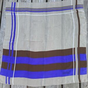 Vintage Loredano Women's Square Silk Scarf in Beige, Brown and Blue